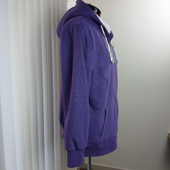 Old Navy Cozy Hoodie in Purple Majesty XXL full zip fleece faux fur sequin logo - Picture 5 of 14